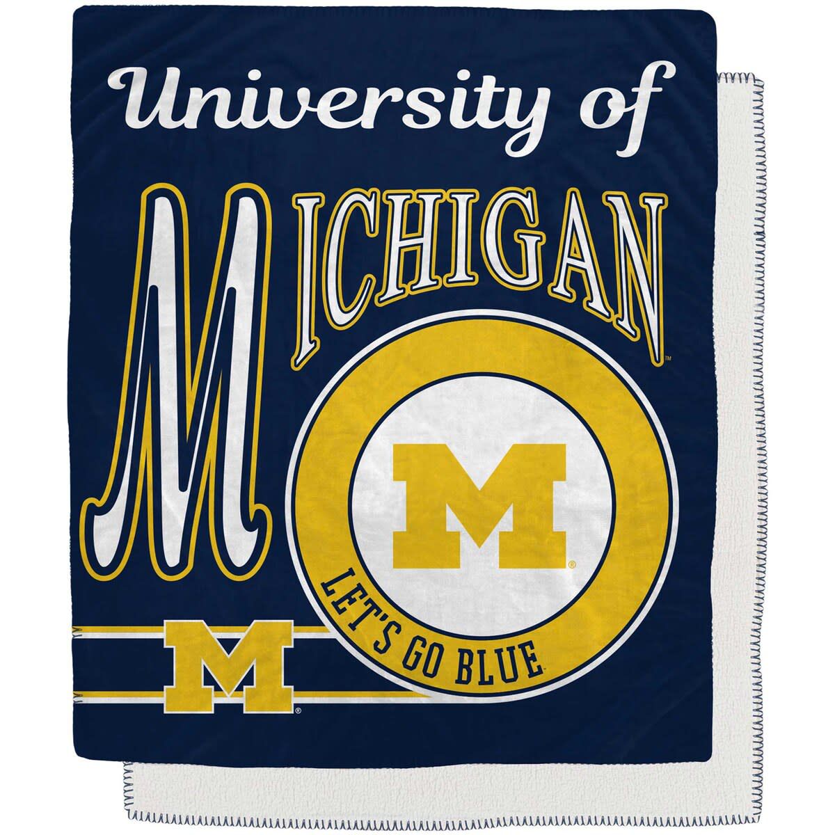 NCAA Michigan Wolverines 50" x 60" Retro Emblem Flannel Fleece Sherpa Blanket