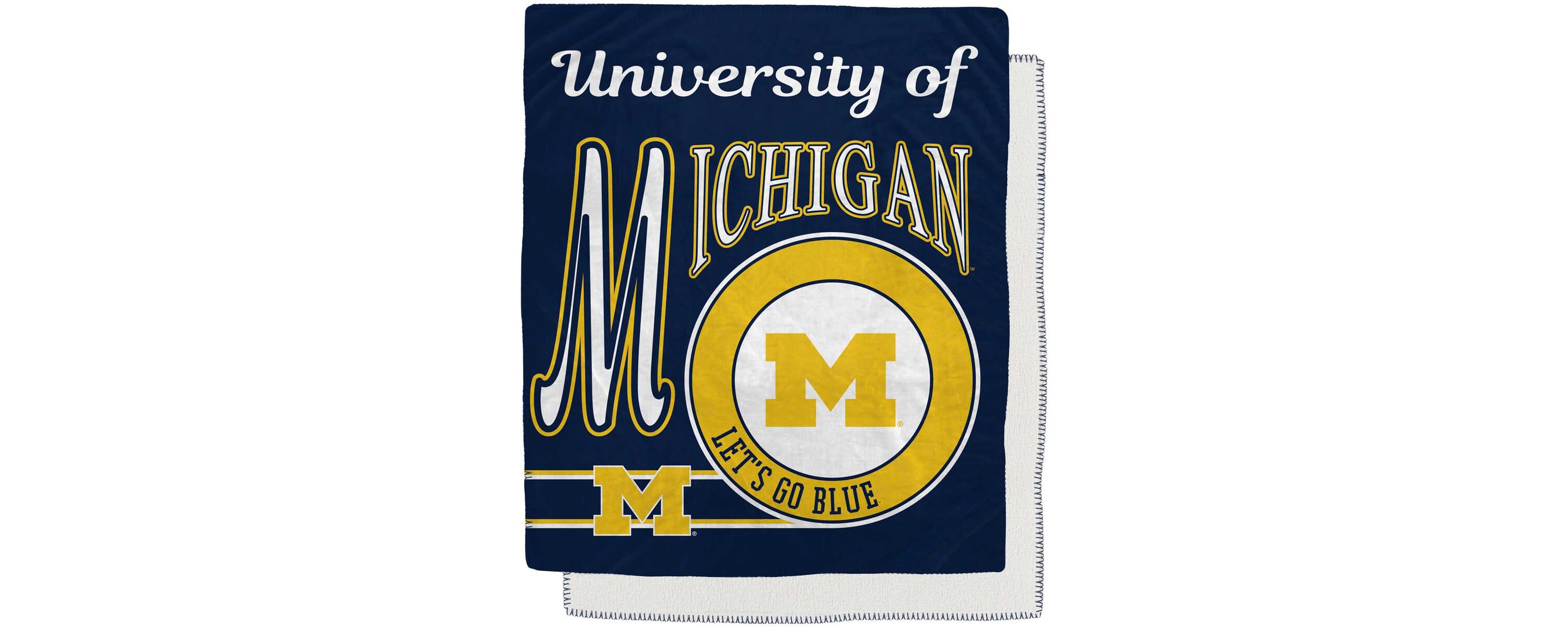 NCAA Michigan Wolverines 50" x 60" Retro Emblem Flannel Fleece Sherpa Blanket