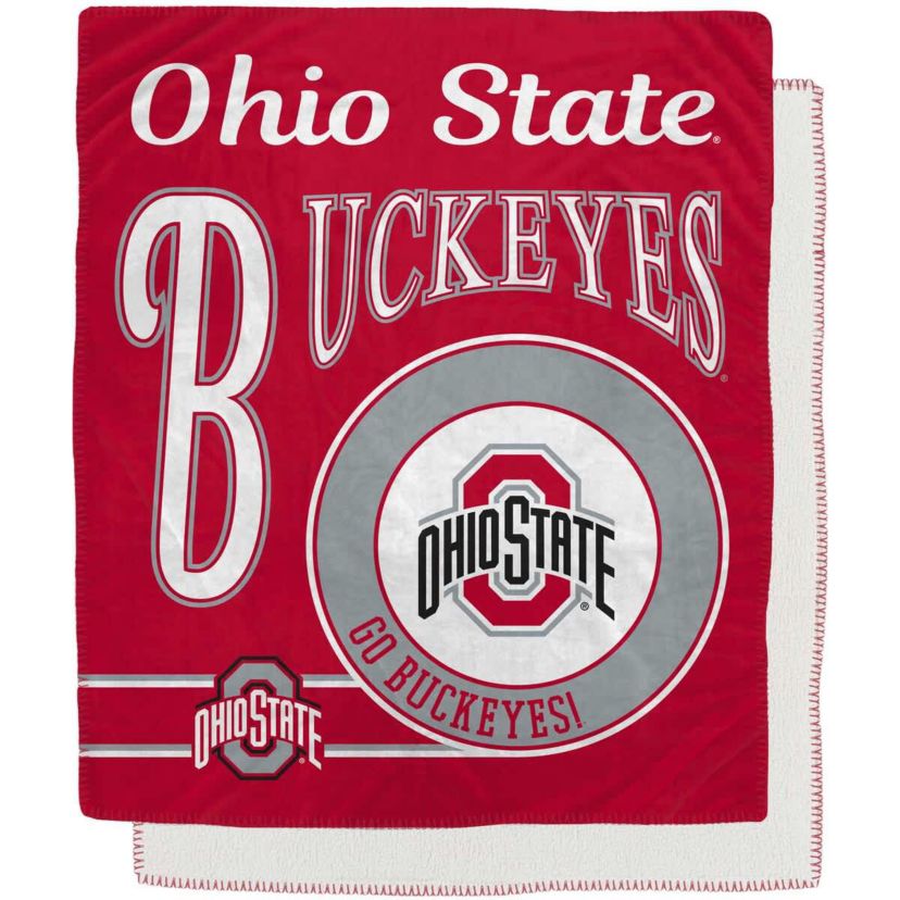 NCAA Ohio State Buckeyes 50" x 60" Retro Emblem Flannel Fleece Sherpa Blanket