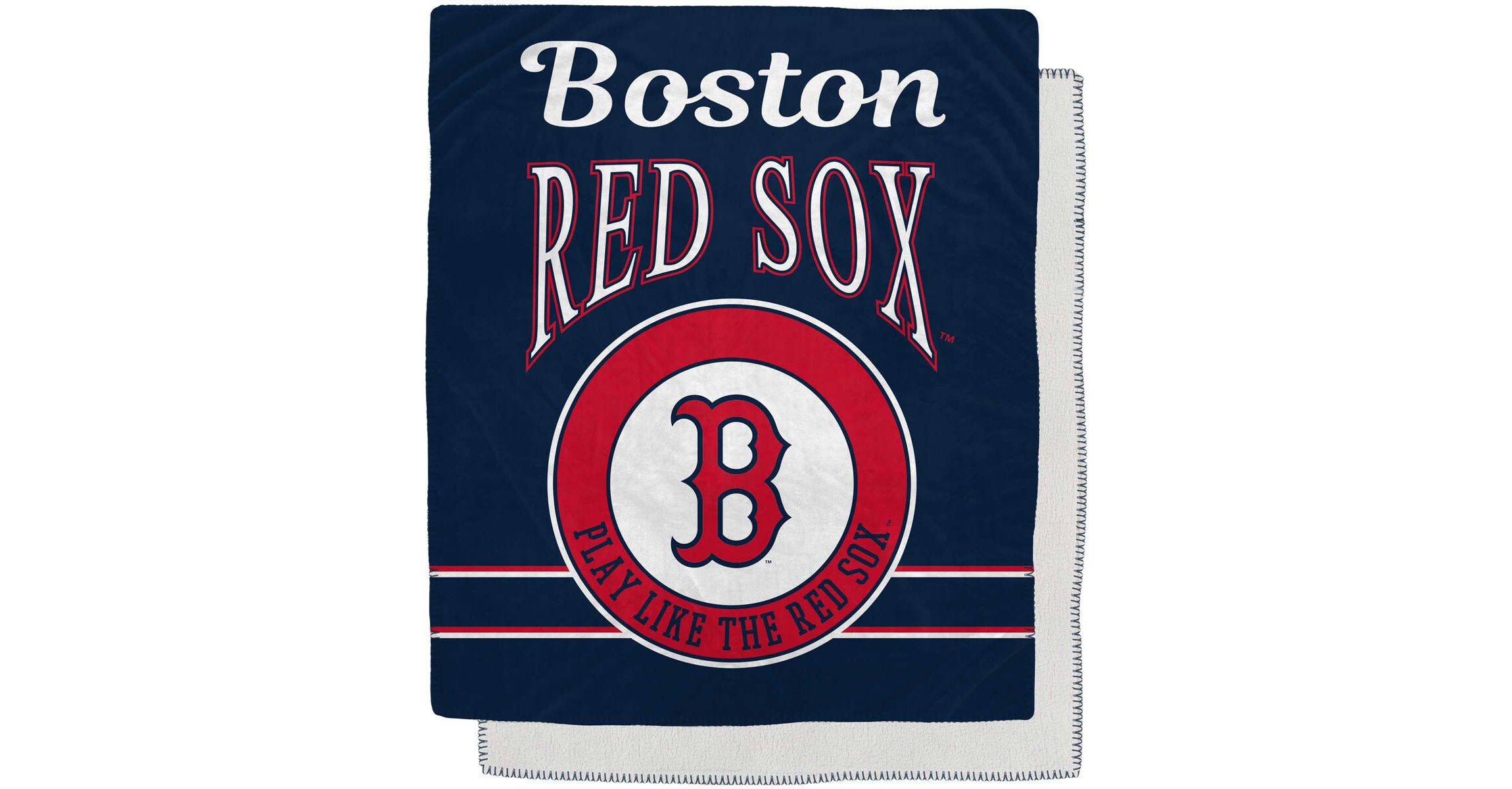 Boston Red Sox MLB Boston Sox 50" x 60" Retro Emblem Flannel Fleece Sherpa Blanket