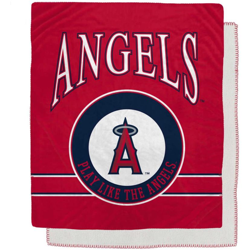 MLB Los Angeles Angels 50" x 60" Retro Emblem Flannel Fleece Sherpa Blanket