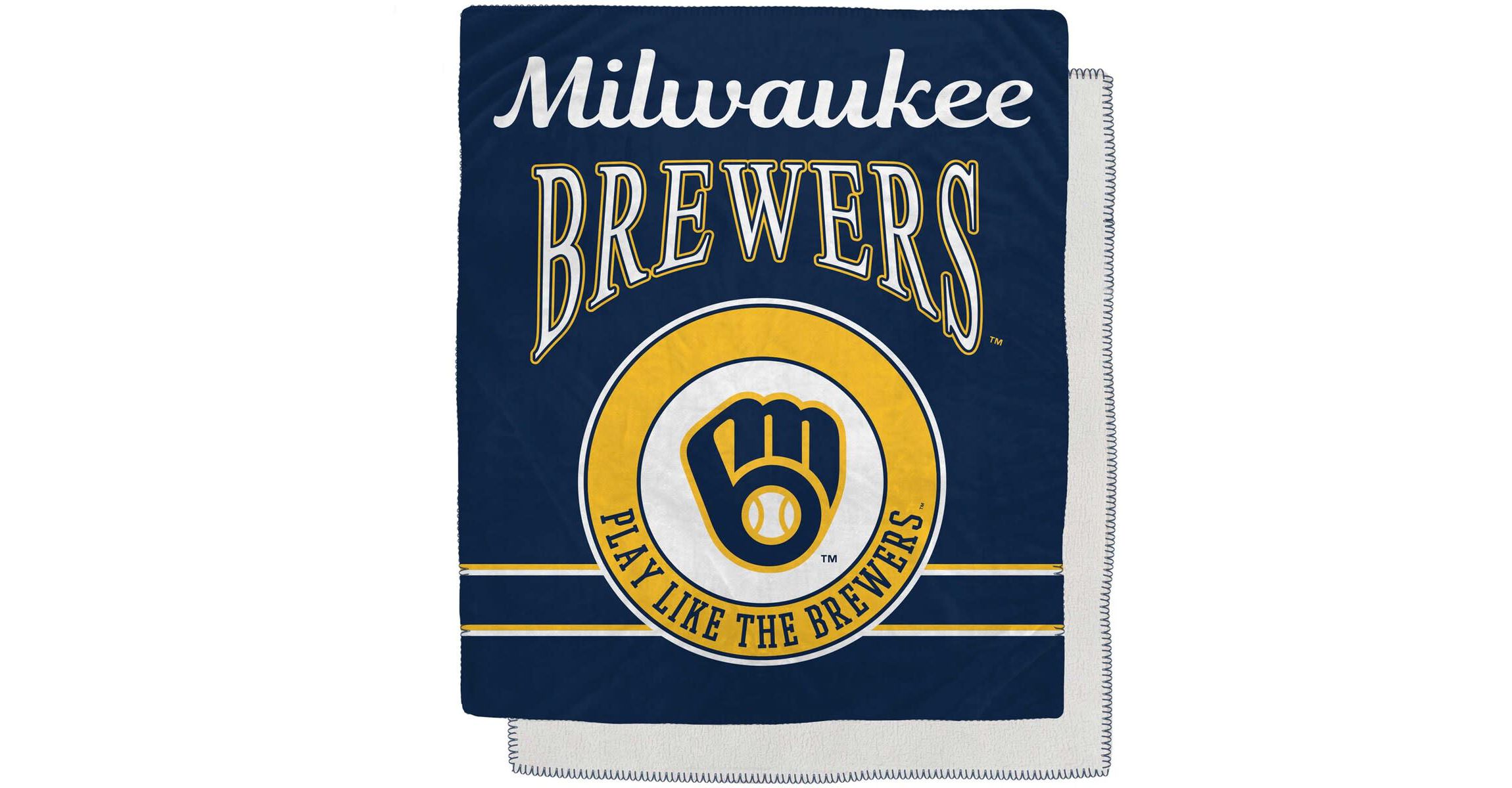 MLB Milwaukee Brewers 50" x 60" Retro Emblem Flannel Fleece Sherpa Blanket