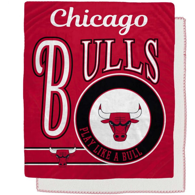 NBA Chicago Bulls 50" x 60" Retro Emblem Flannel Fleece Sherpa Blanket
