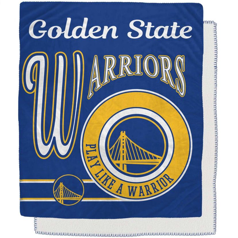 NBA Golden State Warriors 50" x 60" Retro Emblem Flannel Fleece Sherpa Blanket