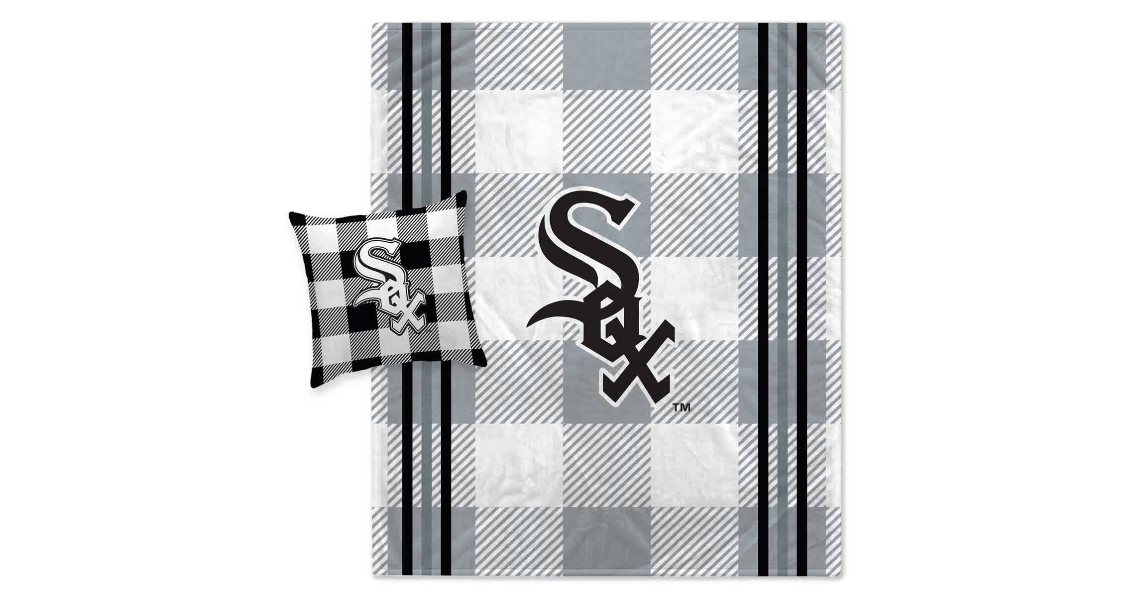 Chicago White Sox MLB Chicago Sox Plaid Stripes Blanket and Pillow Combo Set