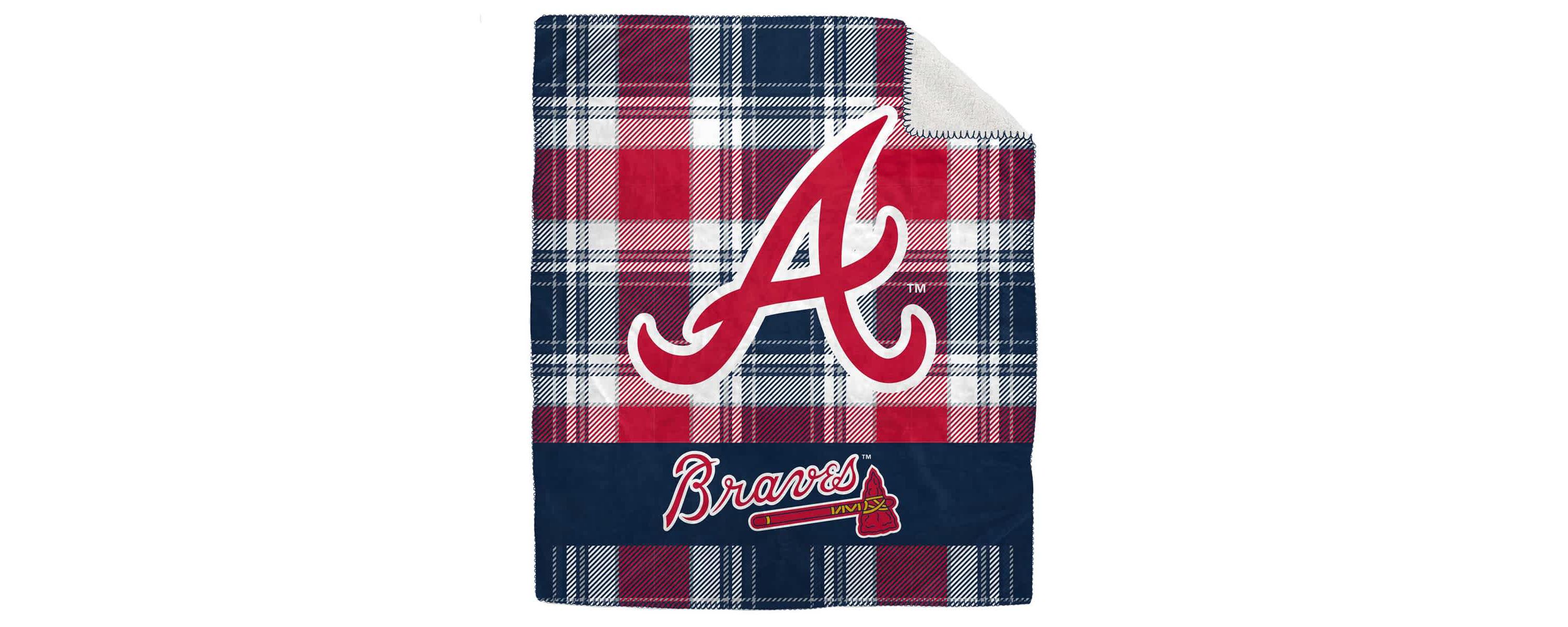 MLB Atlanta Braves 50" x 60" Plaid Flannel Sherpa Plush Blanket