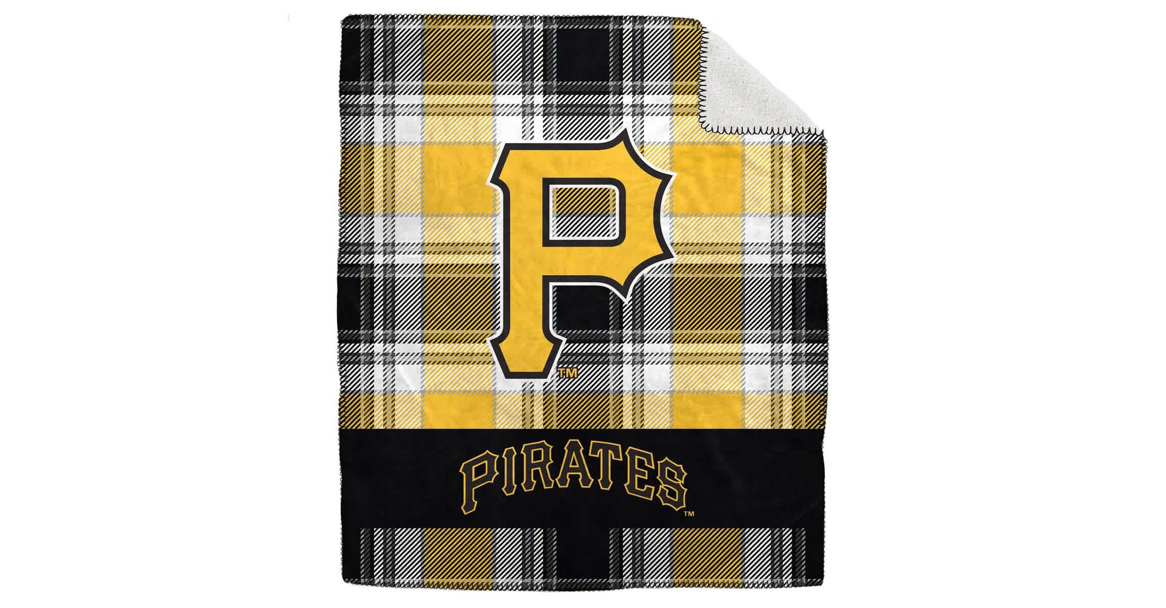 MLB Pittsburgh Pirates 50" x 60" Plaid Flannel Sherpa Plush Blanket
