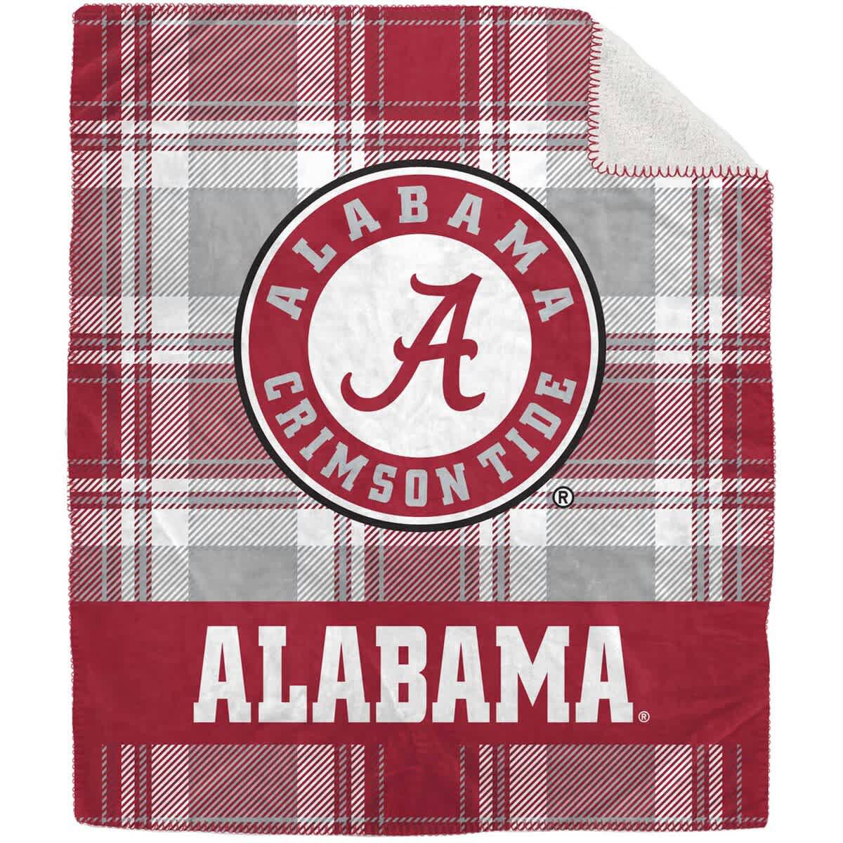 Alabama Crimson Tide NCAA Alabama Tide 50" x 60" Plaid Flannel Sherpa Plush Blanket