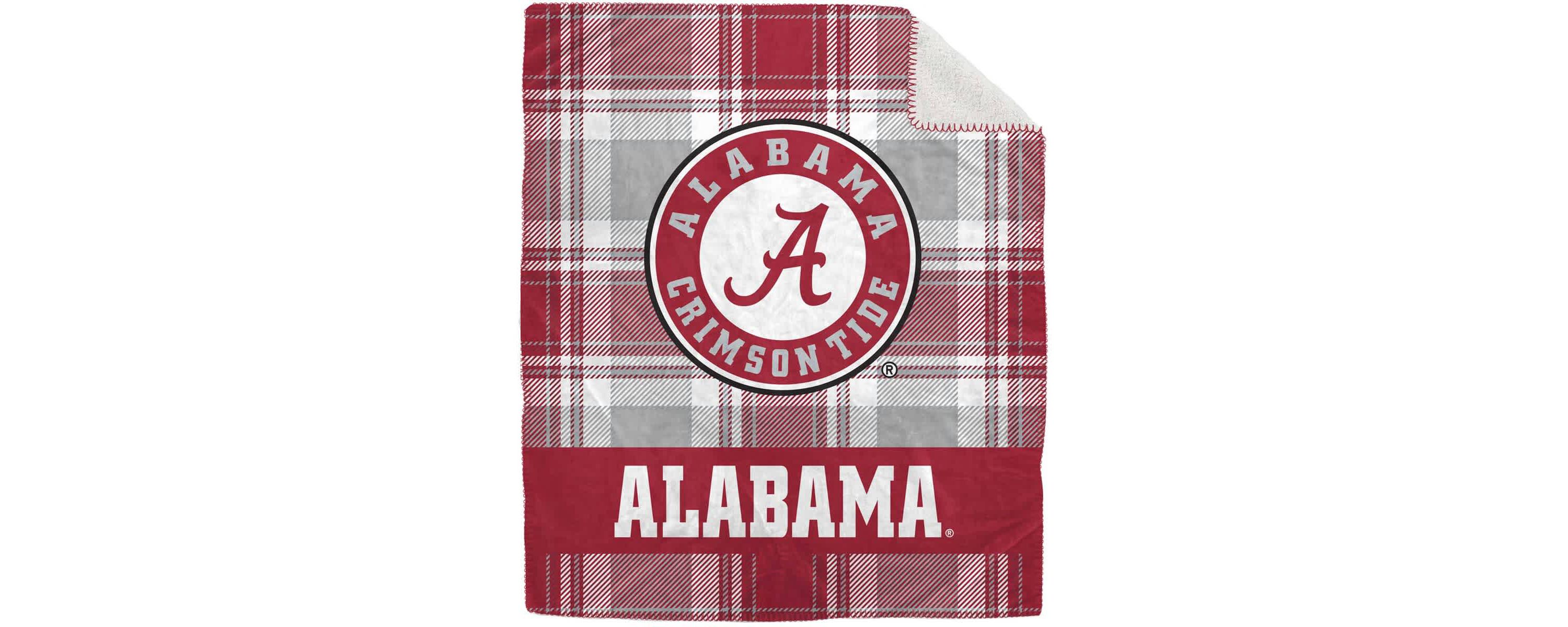 Alabama Crimson Tide NCAA Alabama Tide 50" x 60" Plaid Flannel Sherpa Plush Blanket