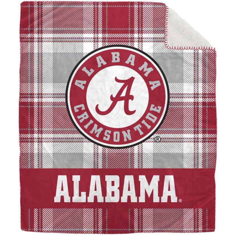 Alabama Crimson Tide NCAA Alabama Tide 50" x 60" Plaid Flannel Sherpa Plush Blanket