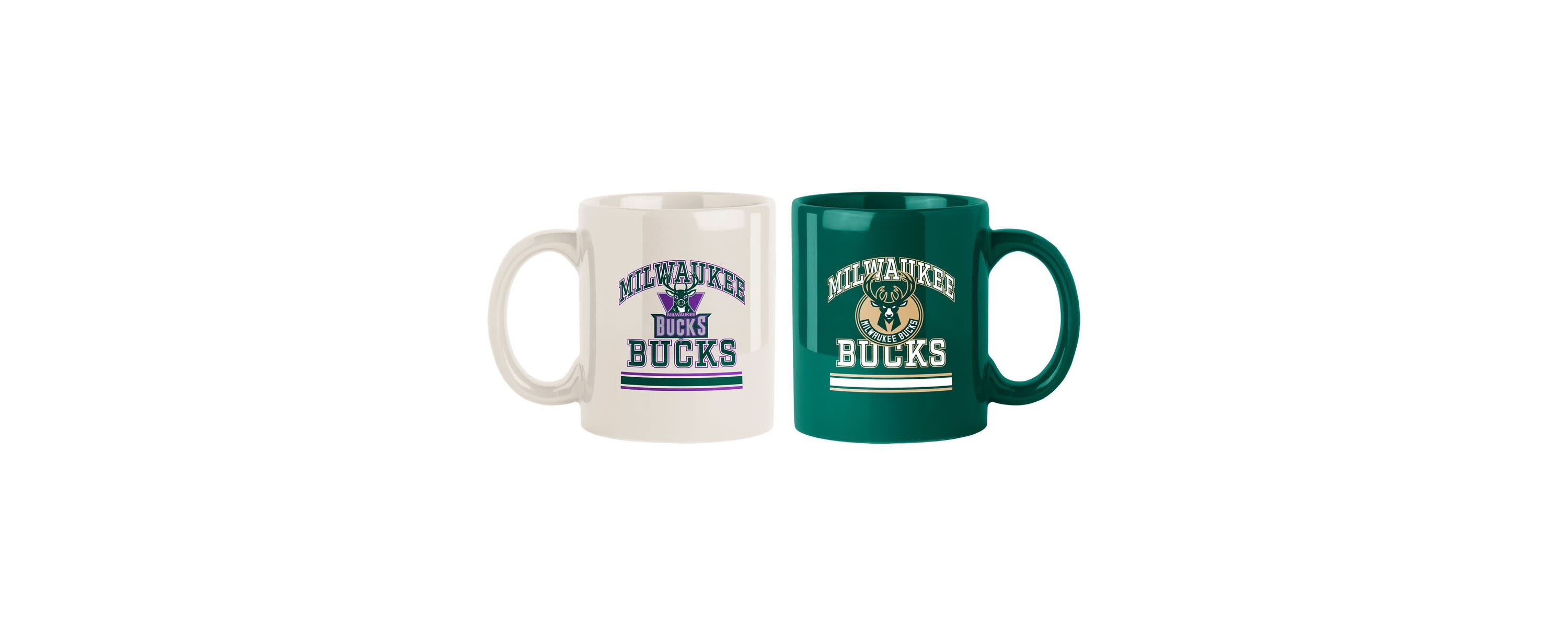 NBA Milwaukee Bucks Two-Pack 15oz. Color Mug Set