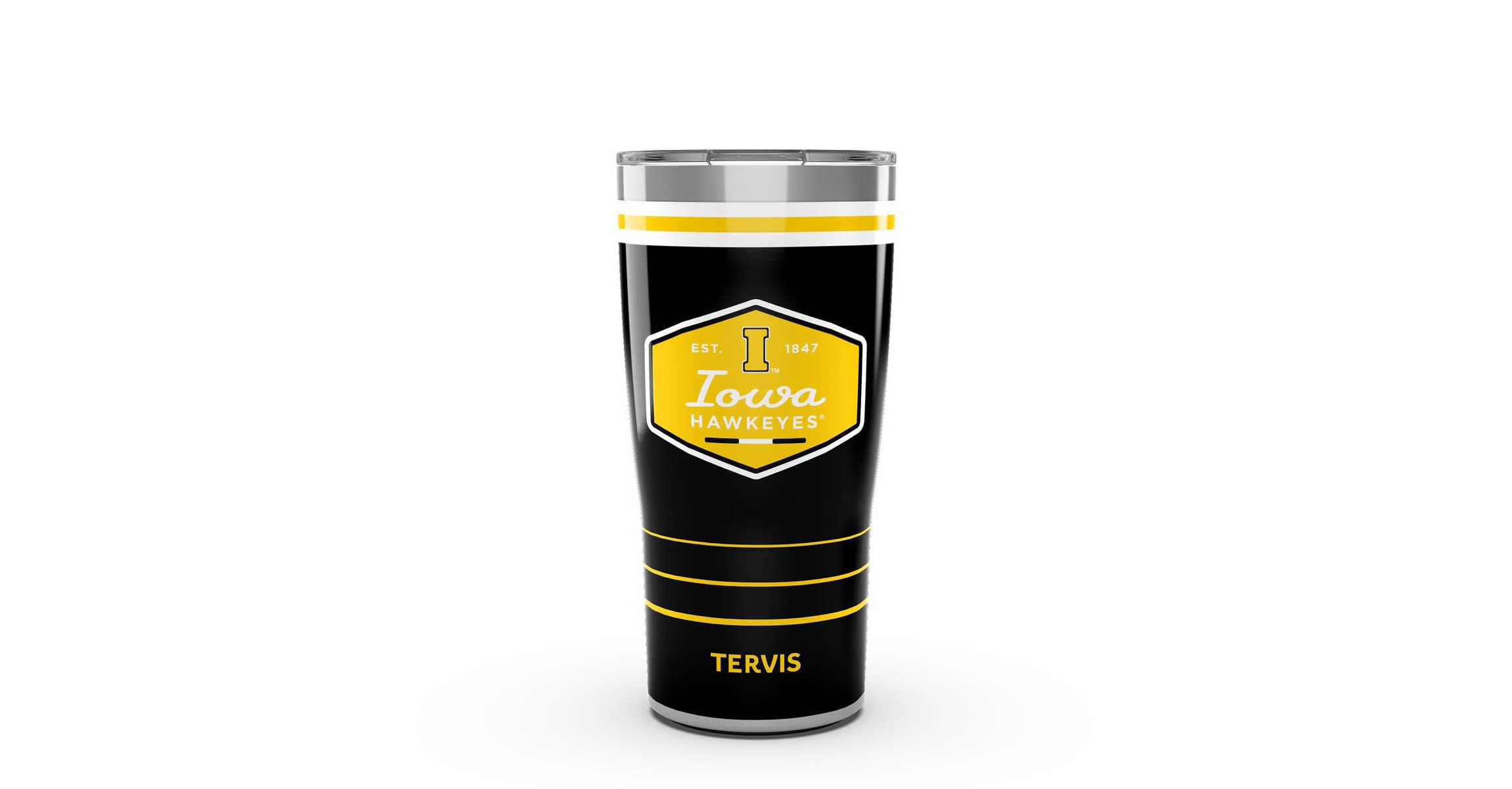 NCAA Iowa Hawkeyes 20oz. Vintage DuraPrint™️ Stainless Travel Tumbler
