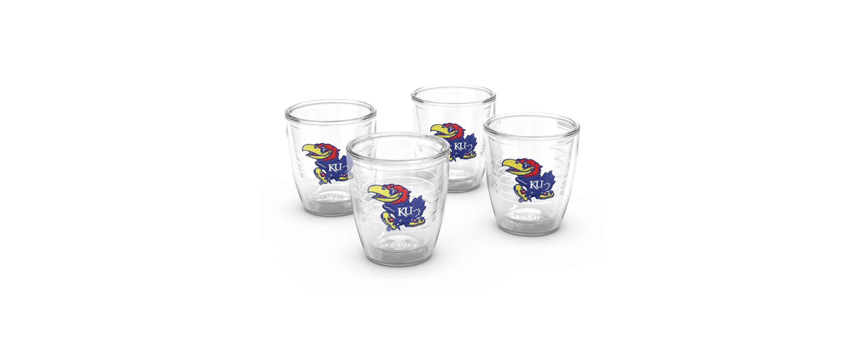 NCAA Kansas Jayhawks 4-Pack 12oz. Emblem Tumbler Set