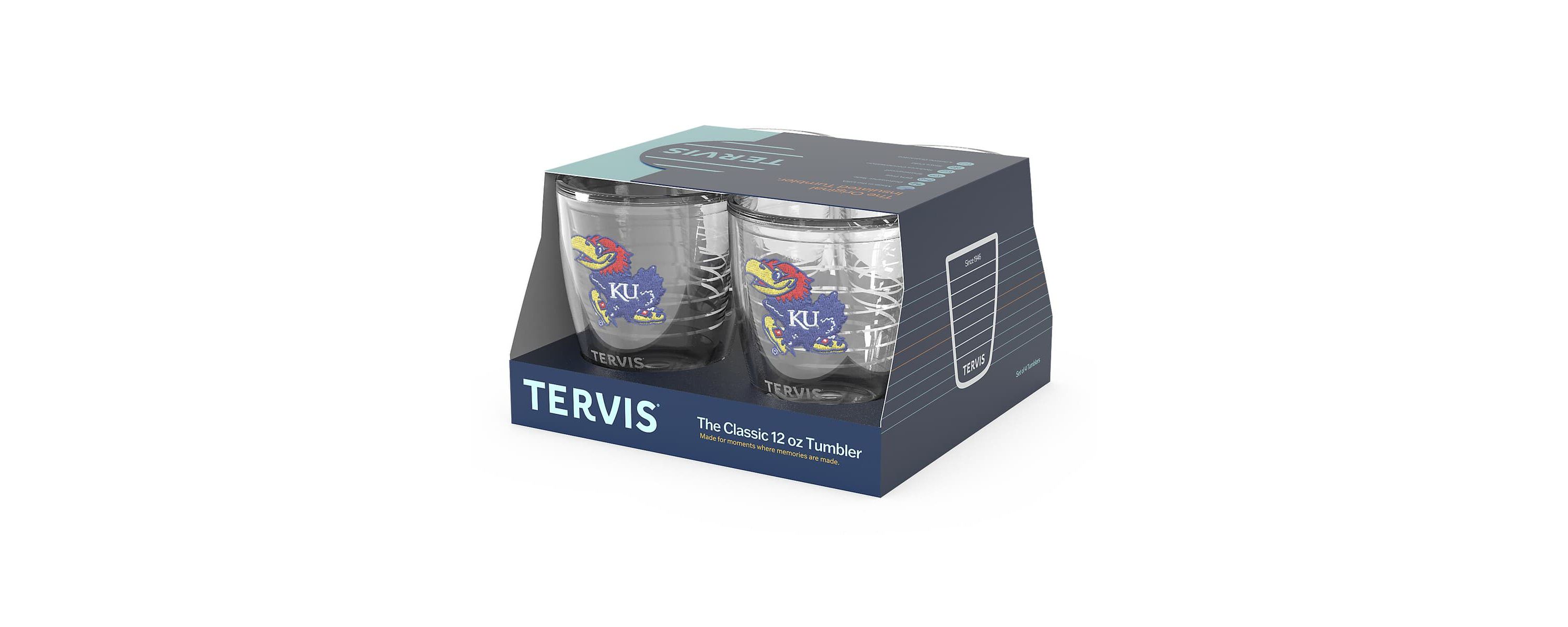 NCAA Kansas Jayhawks 4-Pack 12oz. Emblem Tumbler Set