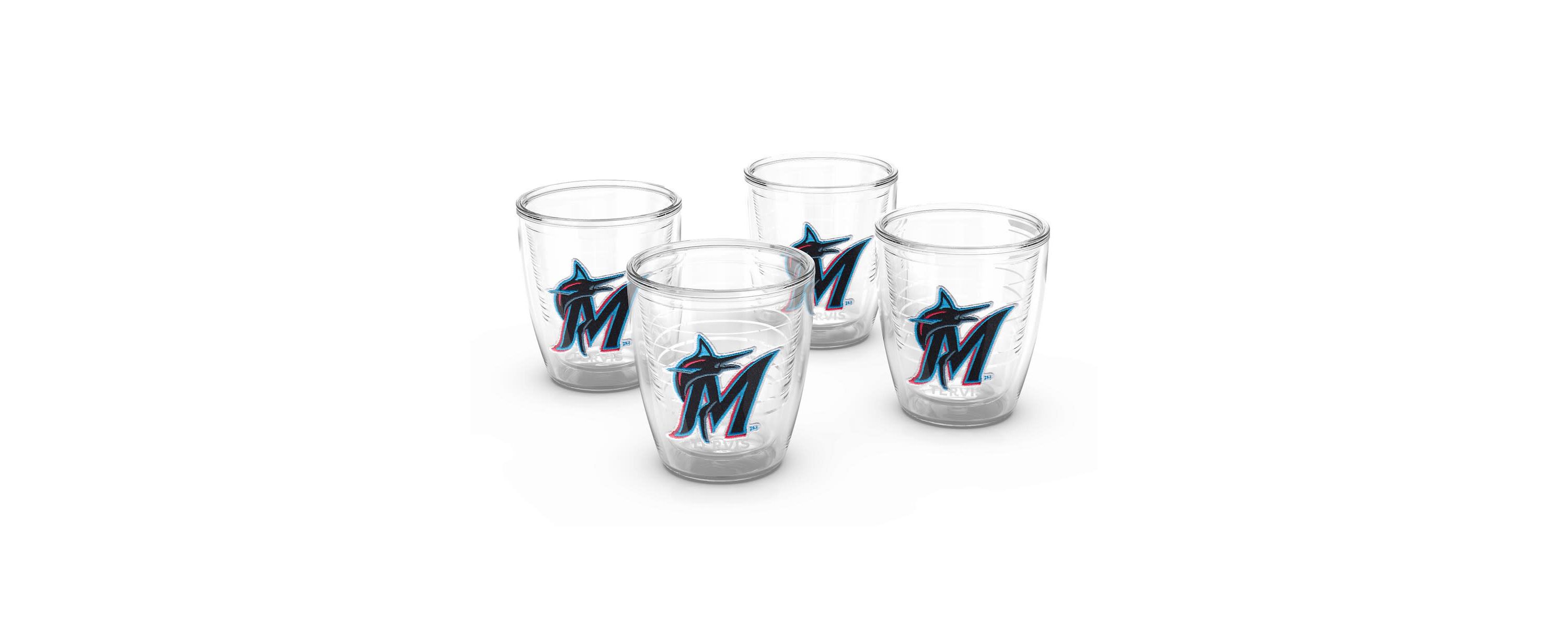 MLB Miami Marlins Four-Pack 12oz. Emblem Tumbler Set