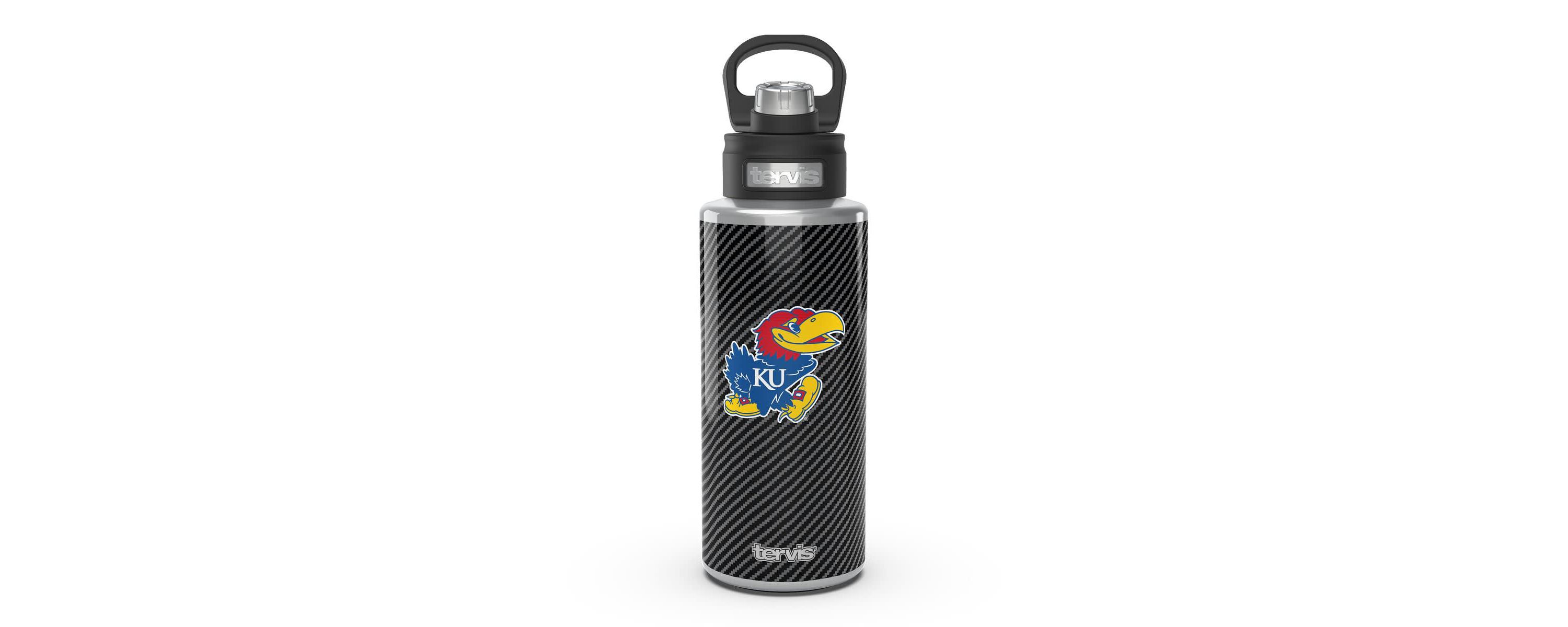 NCAA Kansas Jayhawks 32oz. Carbon Fiber Wide Mouth Water Bottle