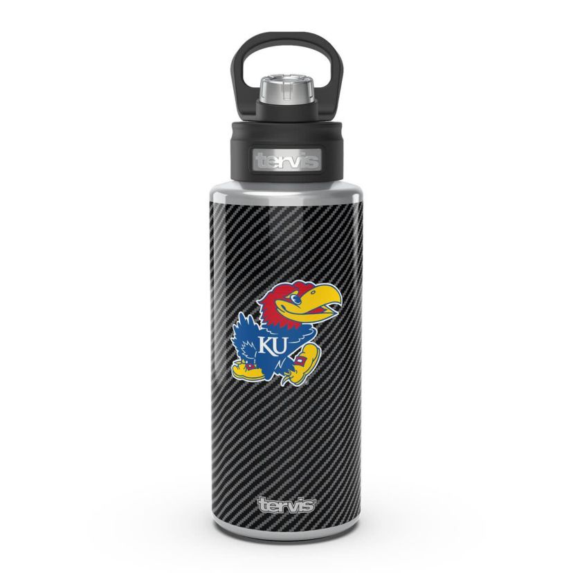 NCAA Kansas Jayhawks 32oz. Carbon Fiber Wide Mouth Water Bottle