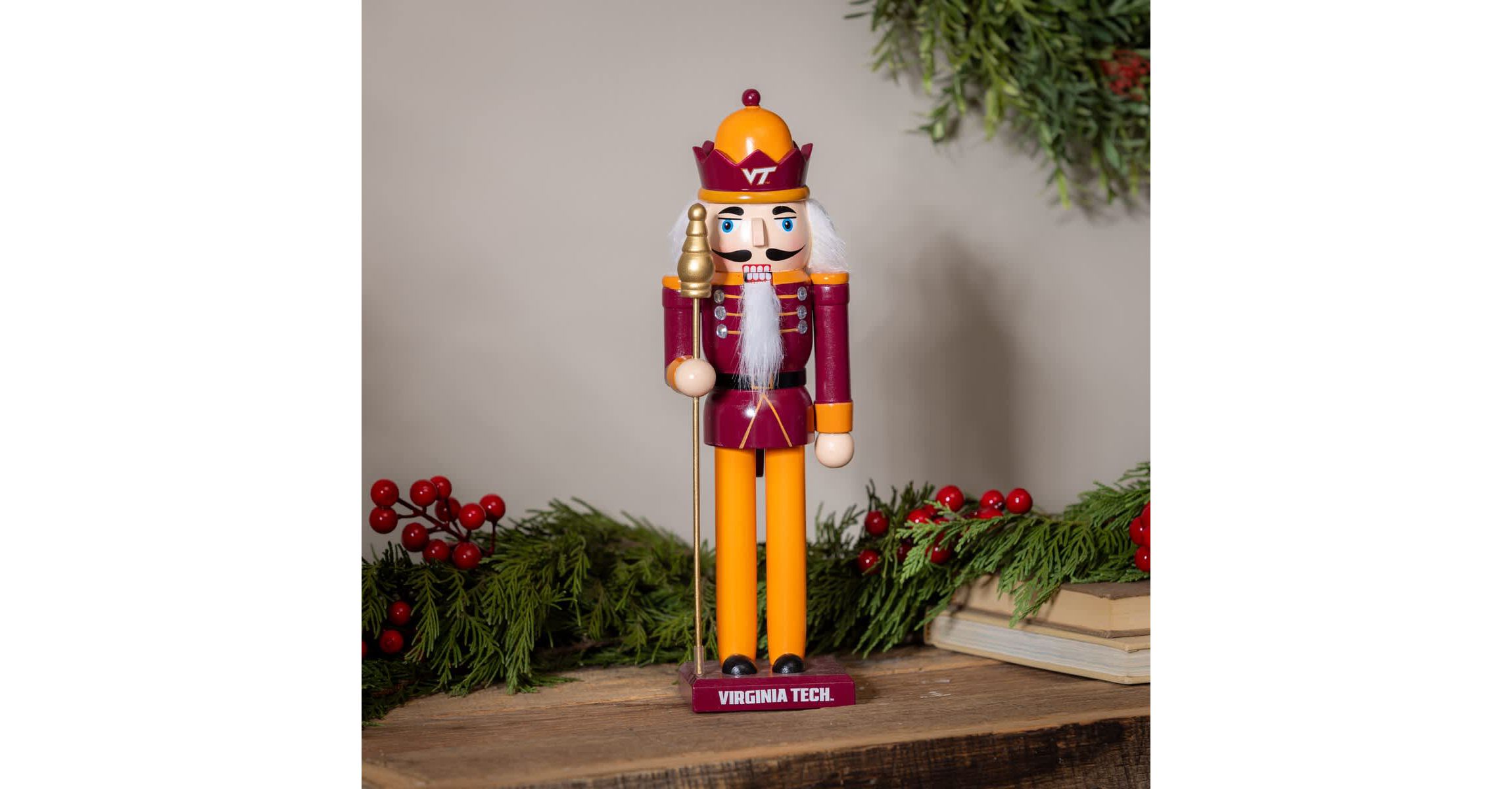 NCAA Virginia Tech Hokies 12" Wooden Nutcracker Statue