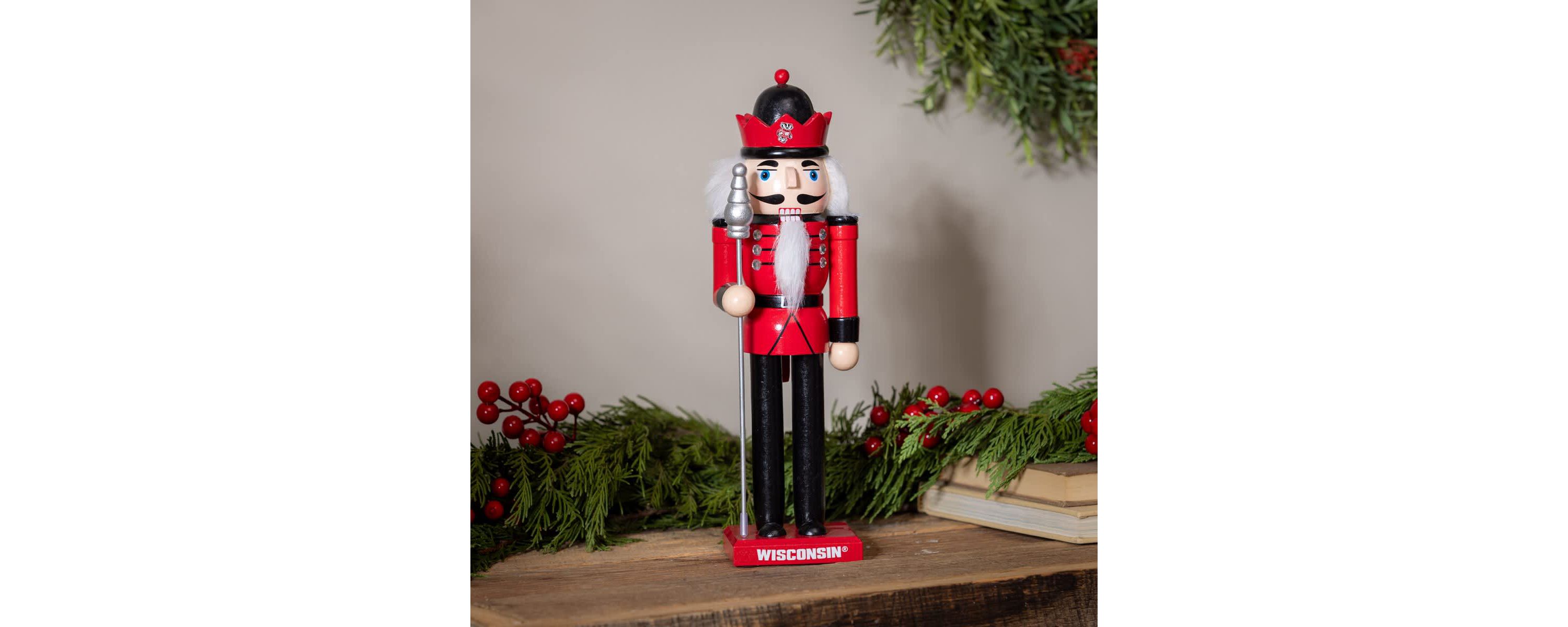 NCAA Wisconsin Badgers 12" Wooden Nutcracker Statue