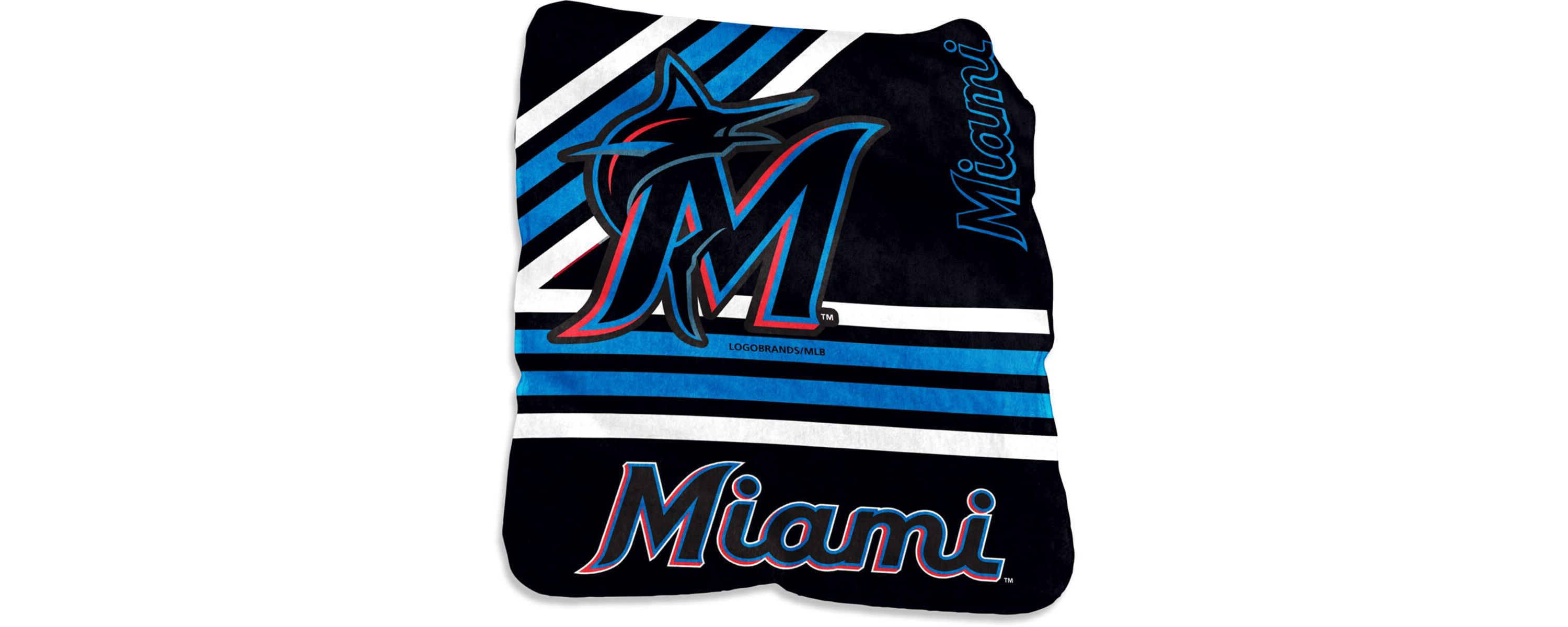 MLB Miami Marlins 50 x 60 Plush Raschel Throw Blanket
