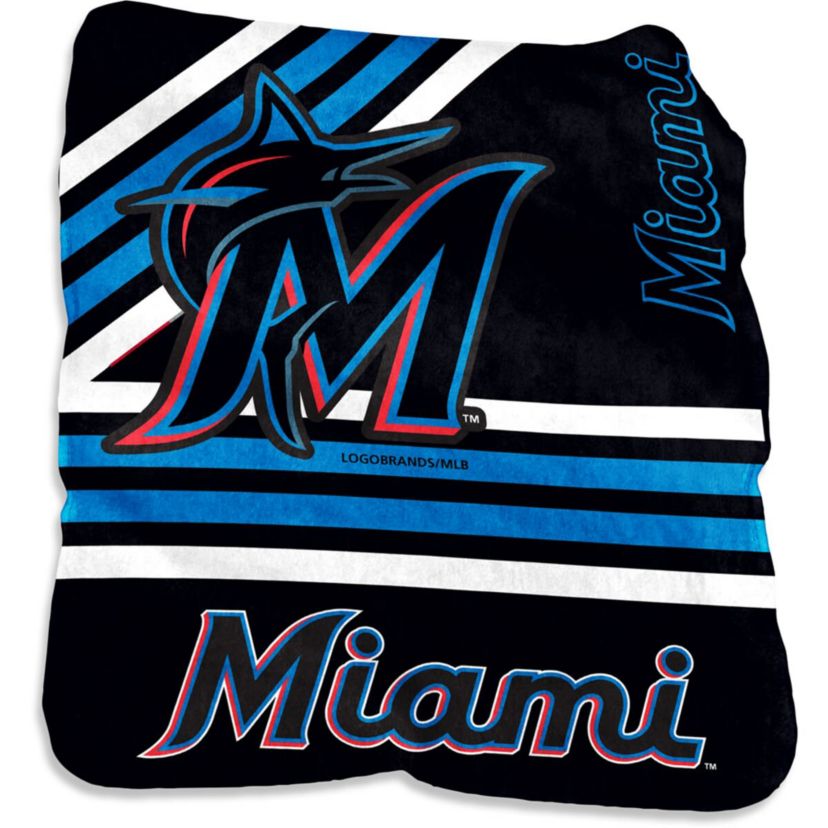MLB Miami Marlins 50 x 60 Plush Raschel Throw Blanket