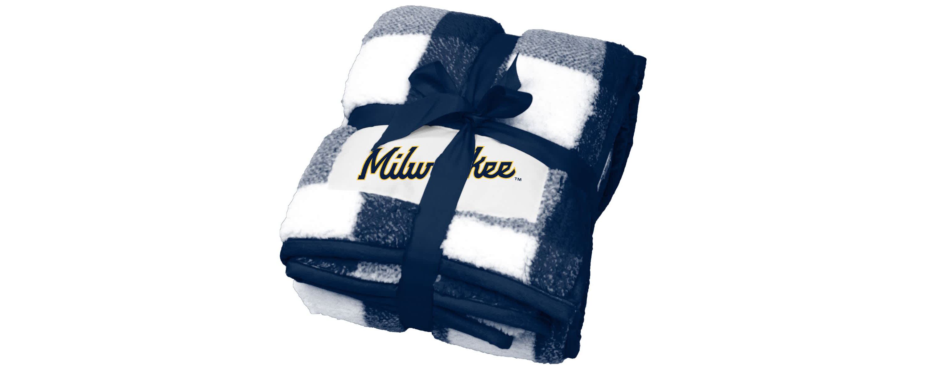 MLB Milwaukee Brewers 50 x 60 Buffalo Check Frosty Fleece Blanket