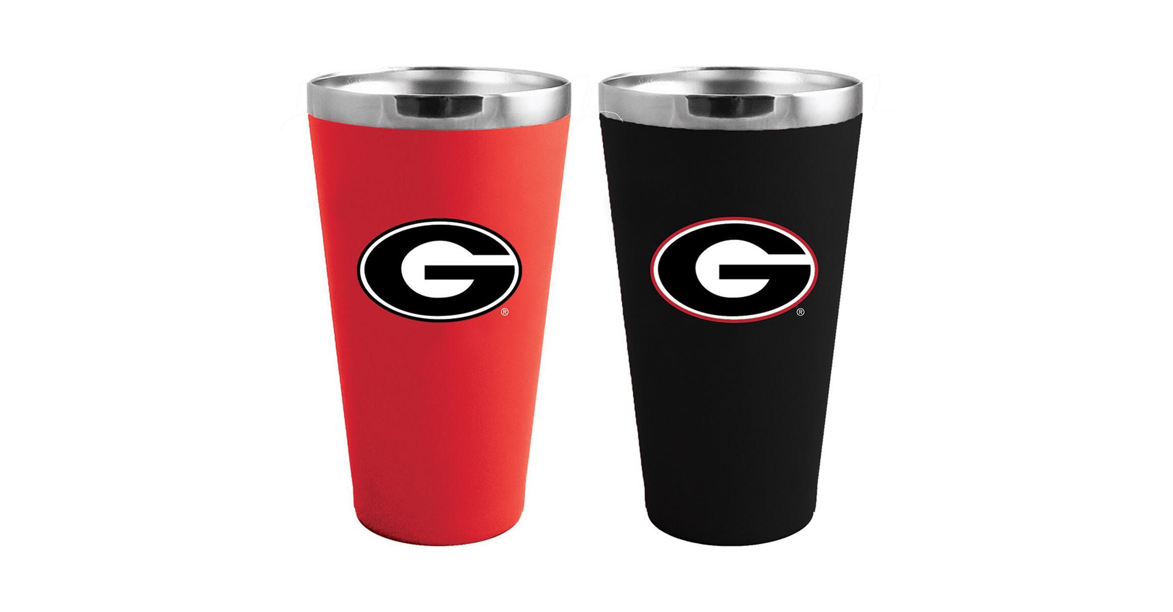NCAA Georgia Bulldogs Team Color 2-Pack 16oz. Pint Glass Set