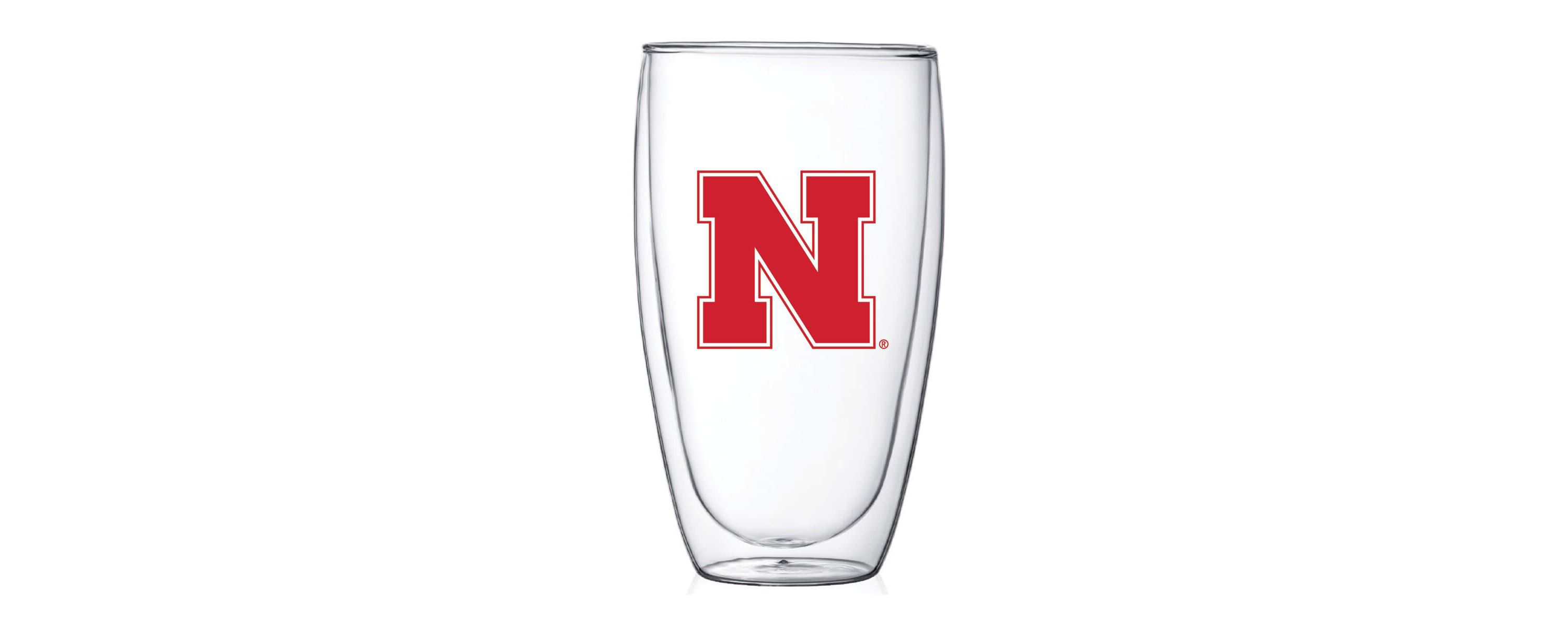 NCAA Nebraska Huskers 15oz. Double Wall Thermo Glass