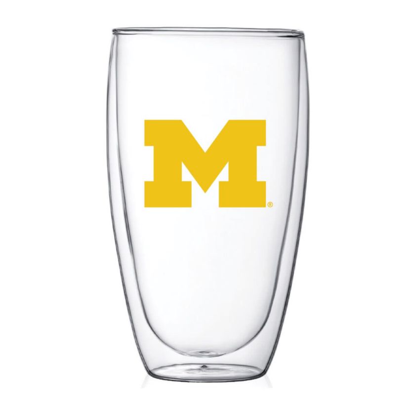 NCAA Michigan Wolverines 15oz. Double Wall Thermo Glass