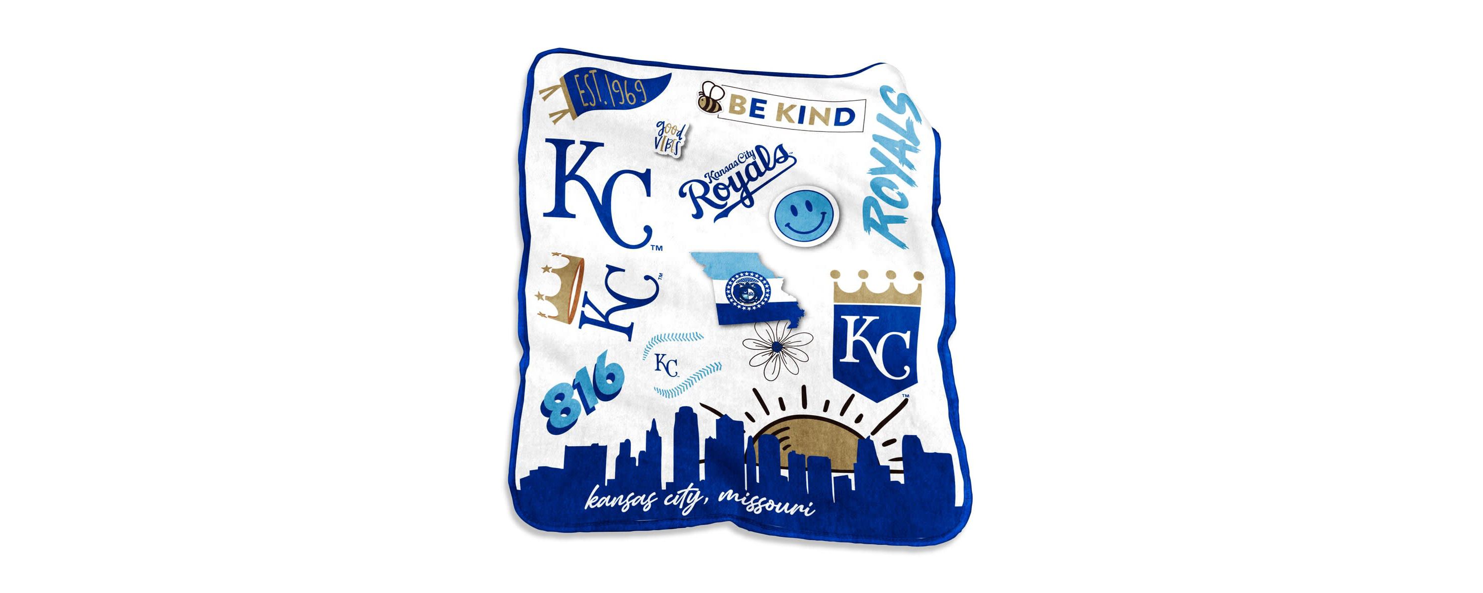 MLB Kansas City Royals 50 x 60 Native Raschel Plush Throw Blanket
