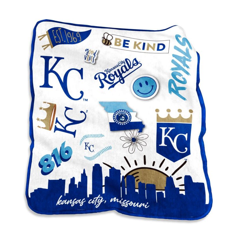 MLB Kansas City Royals 50 x 60 Native Raschel Plush Throw Blanket