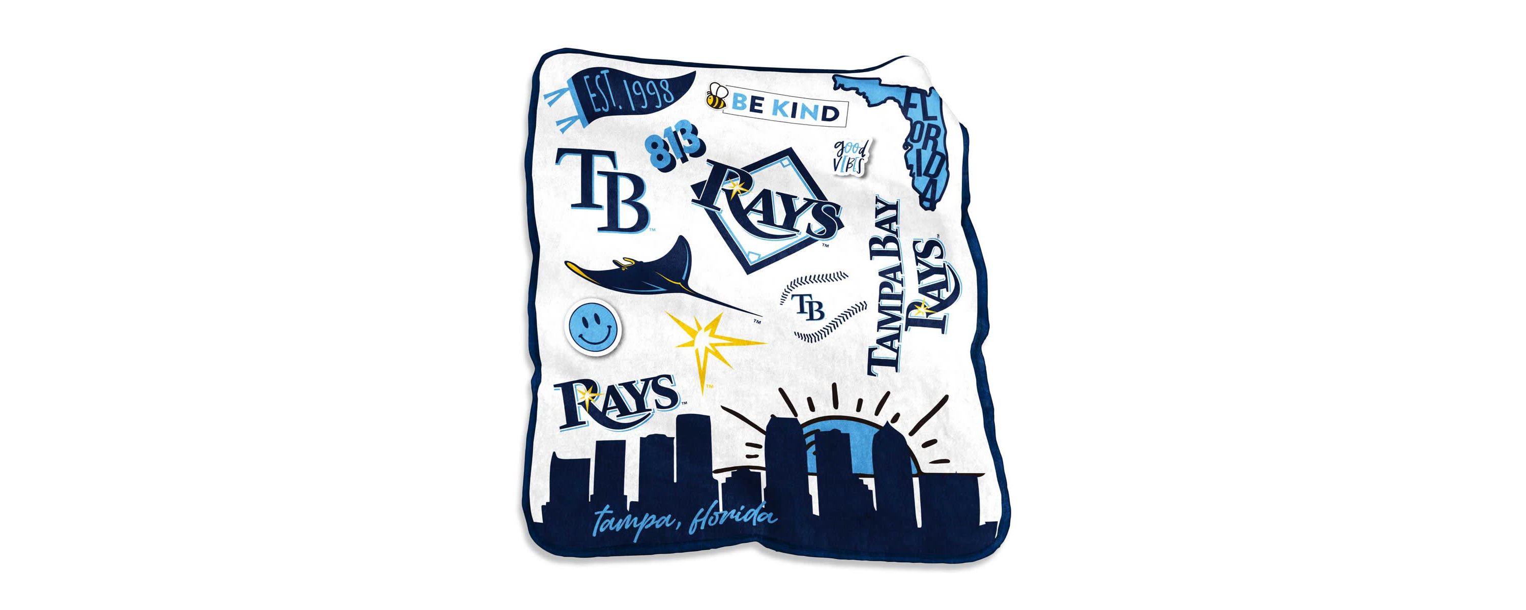 MLB Tampa Bay Rays 50 x 60 Native Raschel Plush Throw Blanket