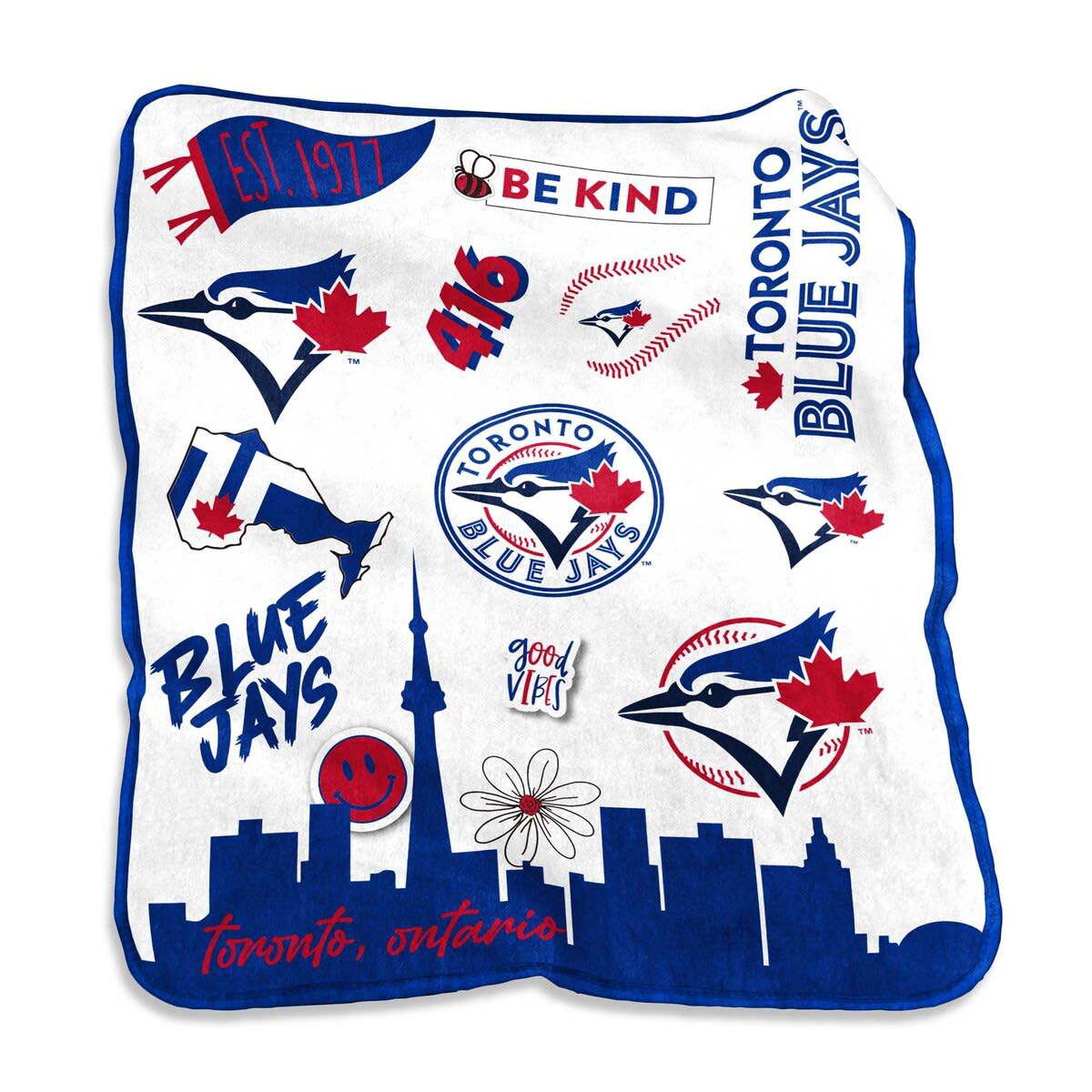 Toronto Blue Jays MLB Toronto Jays 50 x 60 Native Raschel Plush Throw Blanket