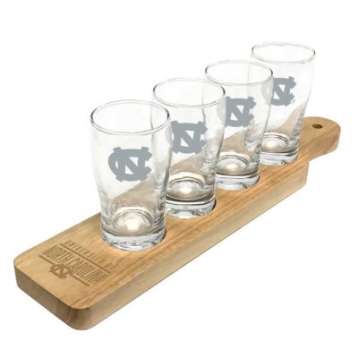 Logo Brands NCAA North Carolina Tar Heels Four-Pack Beer Flight Glass Set