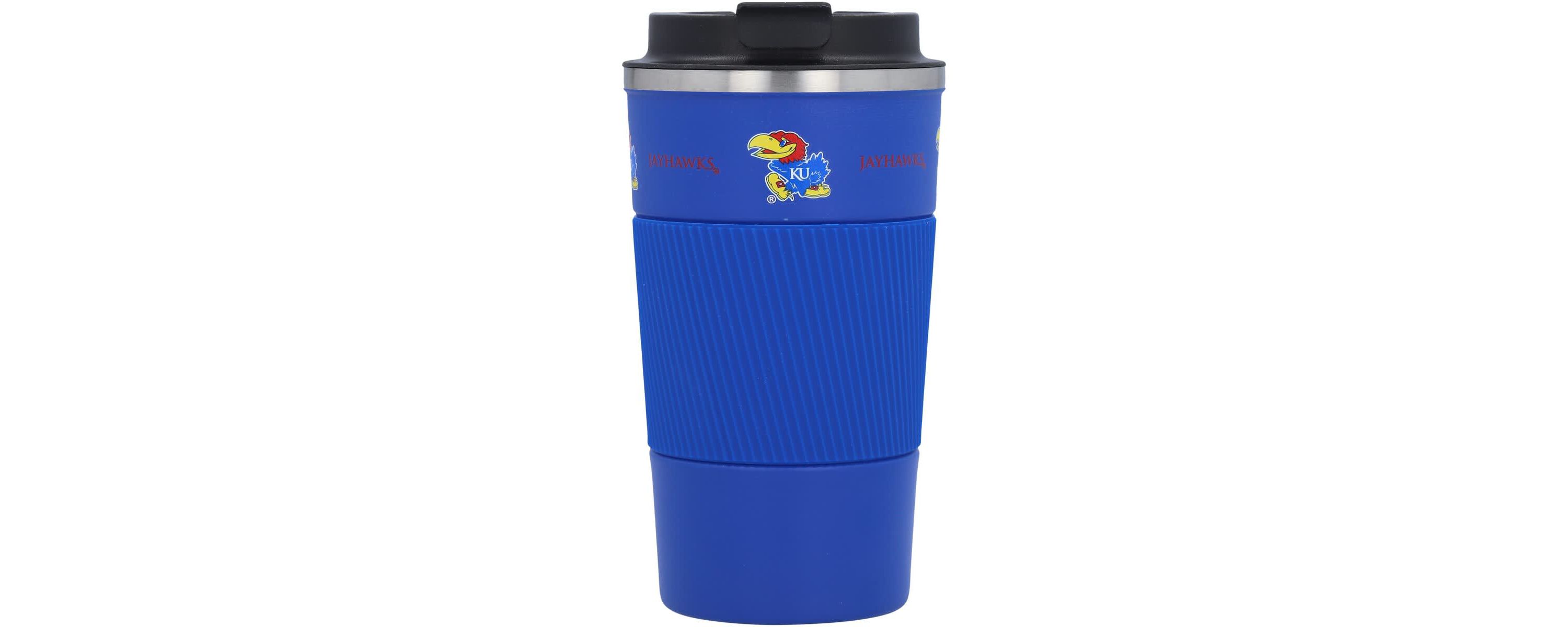 NCAA Kansas Jayhawks 18oz Coffee Tumbler with Silicone Grip