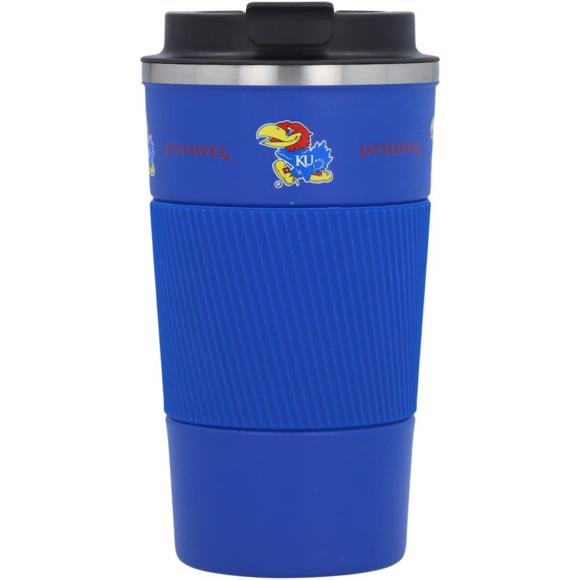 NCAA Kansas Jayhawks 18oz Coffee Tumbler with Silicone Grip