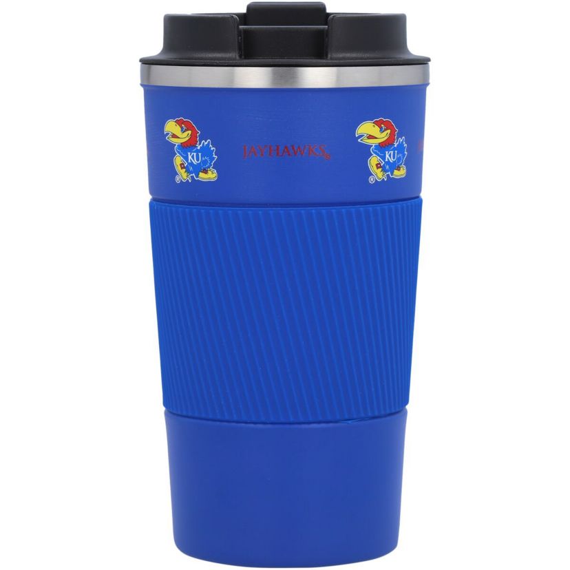 NCAA Kansas Jayhawks 18oz Coffee Tumbler with Silicone Grip