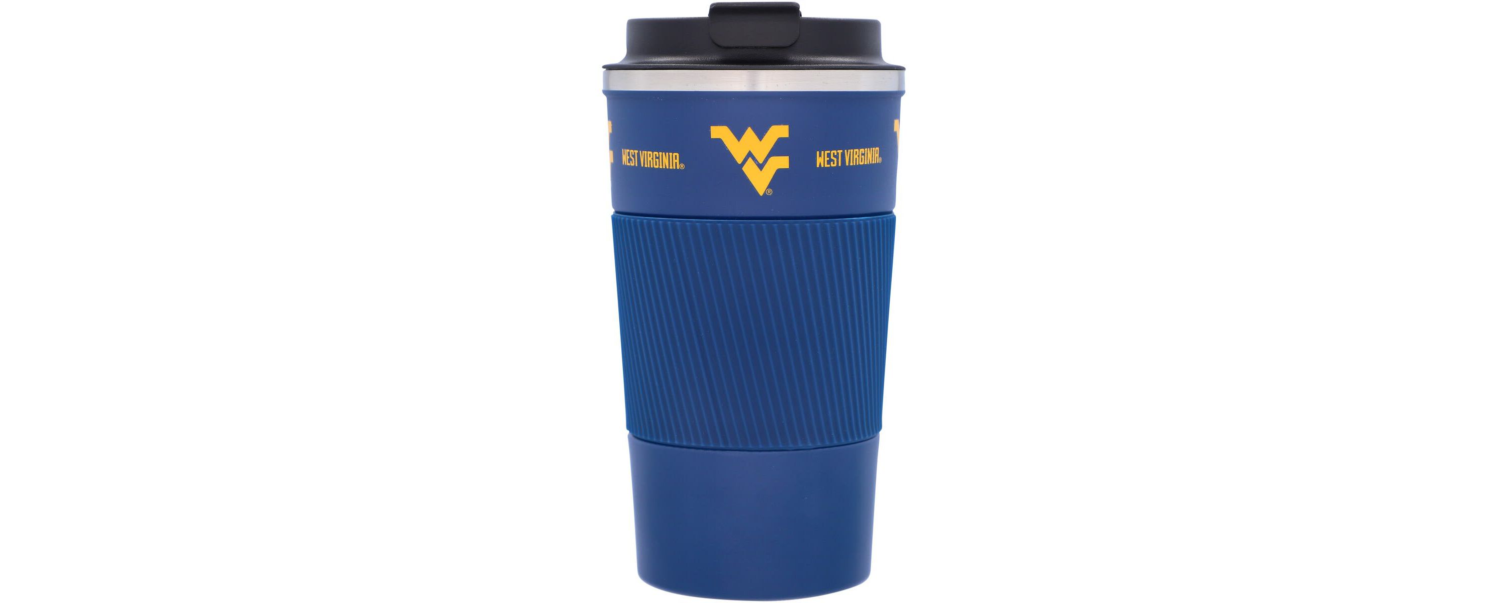NCAA West Virginia Mountaineers 18oz Coffee Tumbler with Silicone Grip