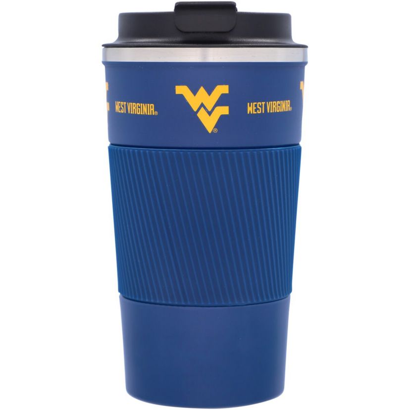 NCAA West Virginia Mountaineers 18oz Coffee Tumbler with Silicone Grip