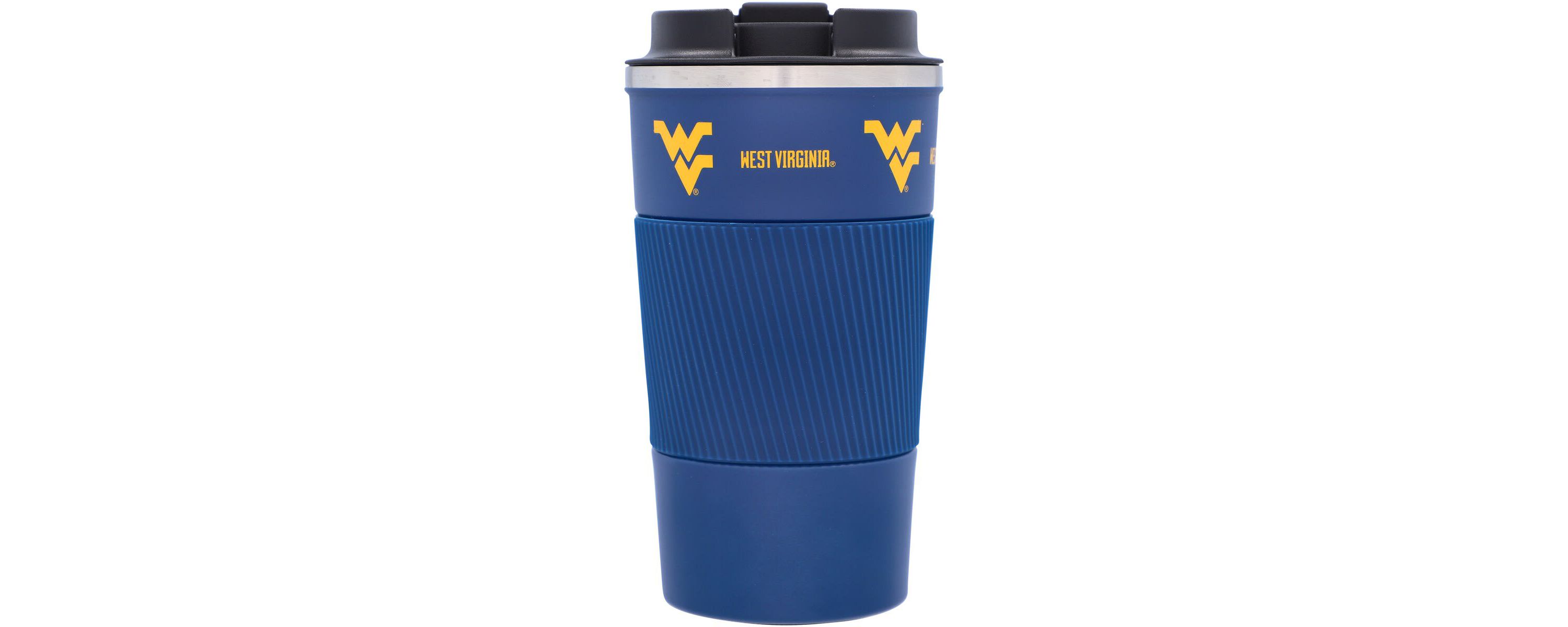 NCAA West Virginia Mountaineers 18oz Coffee Tumbler with Silicone Grip