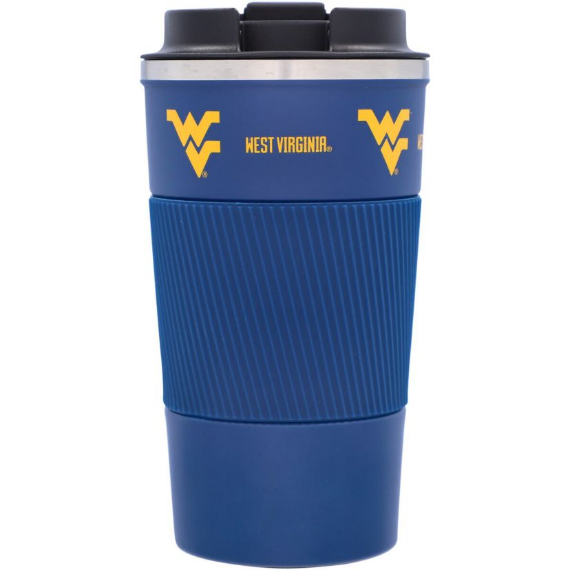 NCAA West Virginia Mountaineers 18oz Coffee Tumbler with Silicone Grip