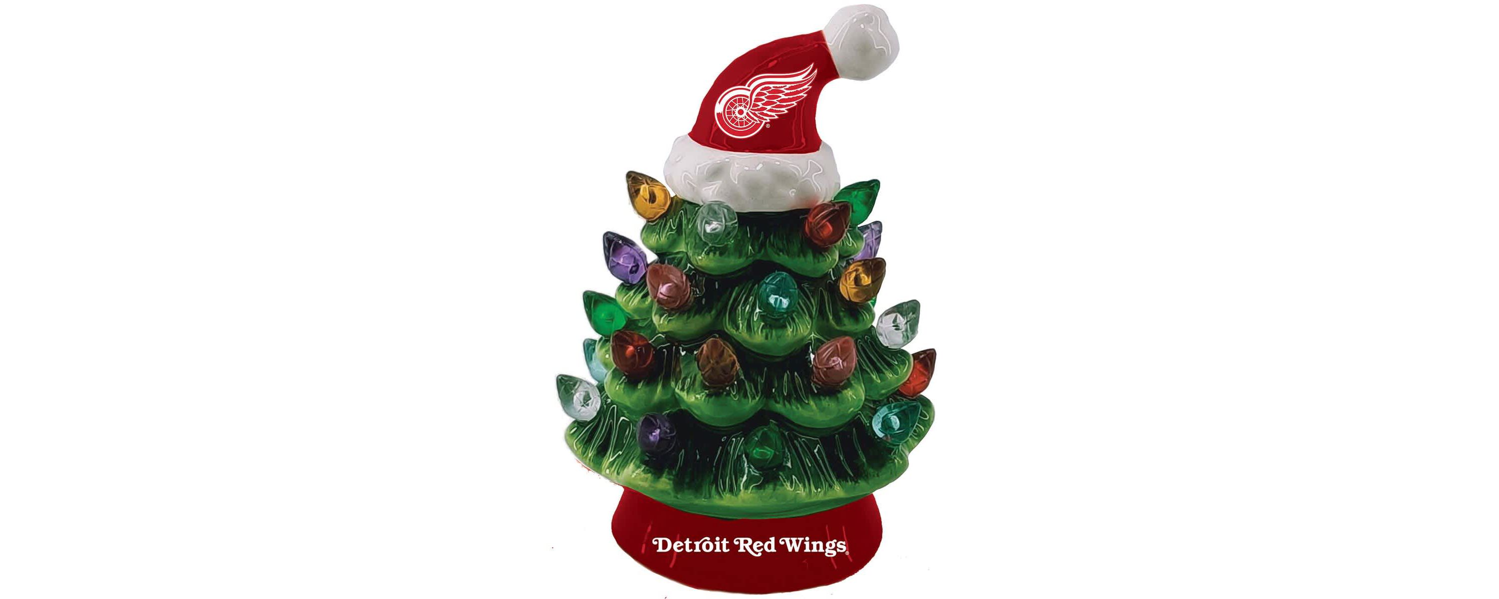 NHL Detroit Wings 8" Light Up Ceramic LED Christmas Tree