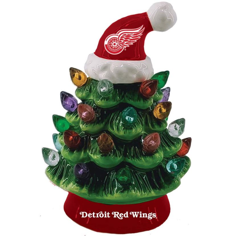 NHL Detroit Wings 8" Light Up Ceramic LED Christmas Tree