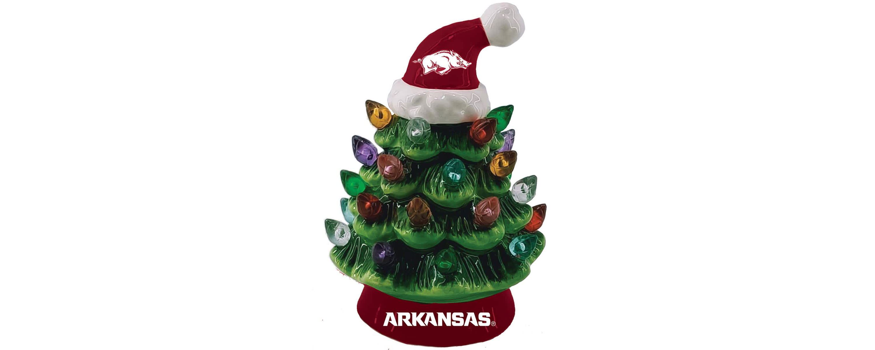 NCAA Arkansas Razorbacks 8" Light Up Ceramic LED Christmas Tree