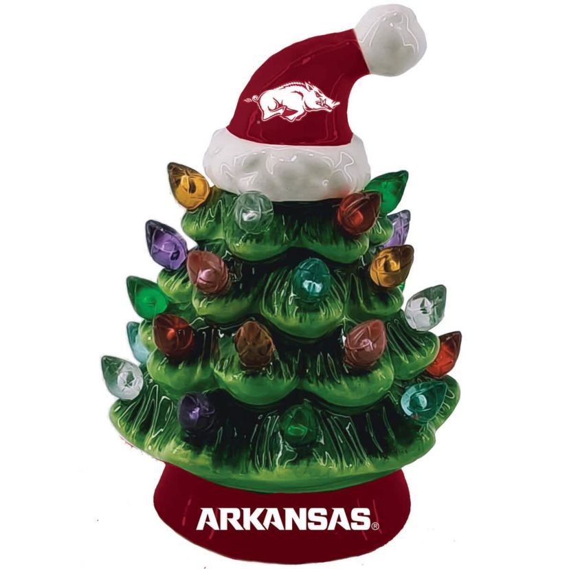 NCAA Arkansas Razorbacks 8" Light Up Ceramic LED Christmas Tree
