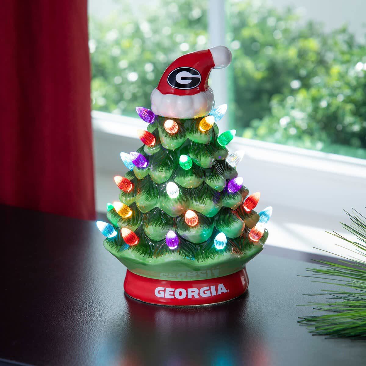 NCAA Georgia Bulldogs 8" Light Up Ceramic LED Christmas Tree
