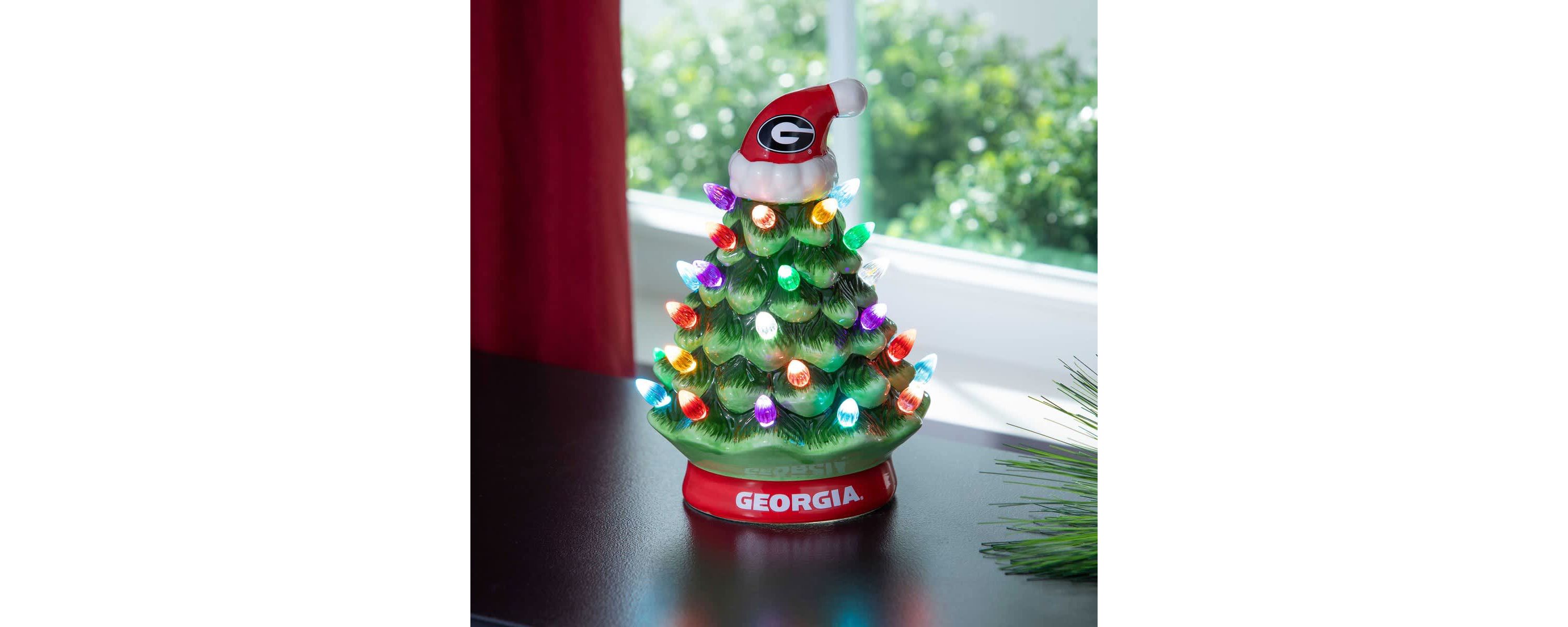 NCAA Georgia Bulldogs 8" Light Up Ceramic LED Christmas Tree