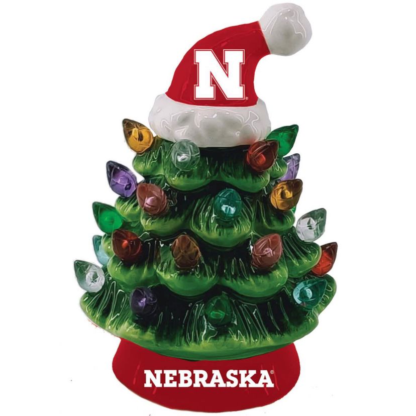 NCAA Nebraska Huskers 8" Light Up Ceramic LED Christmas Tree