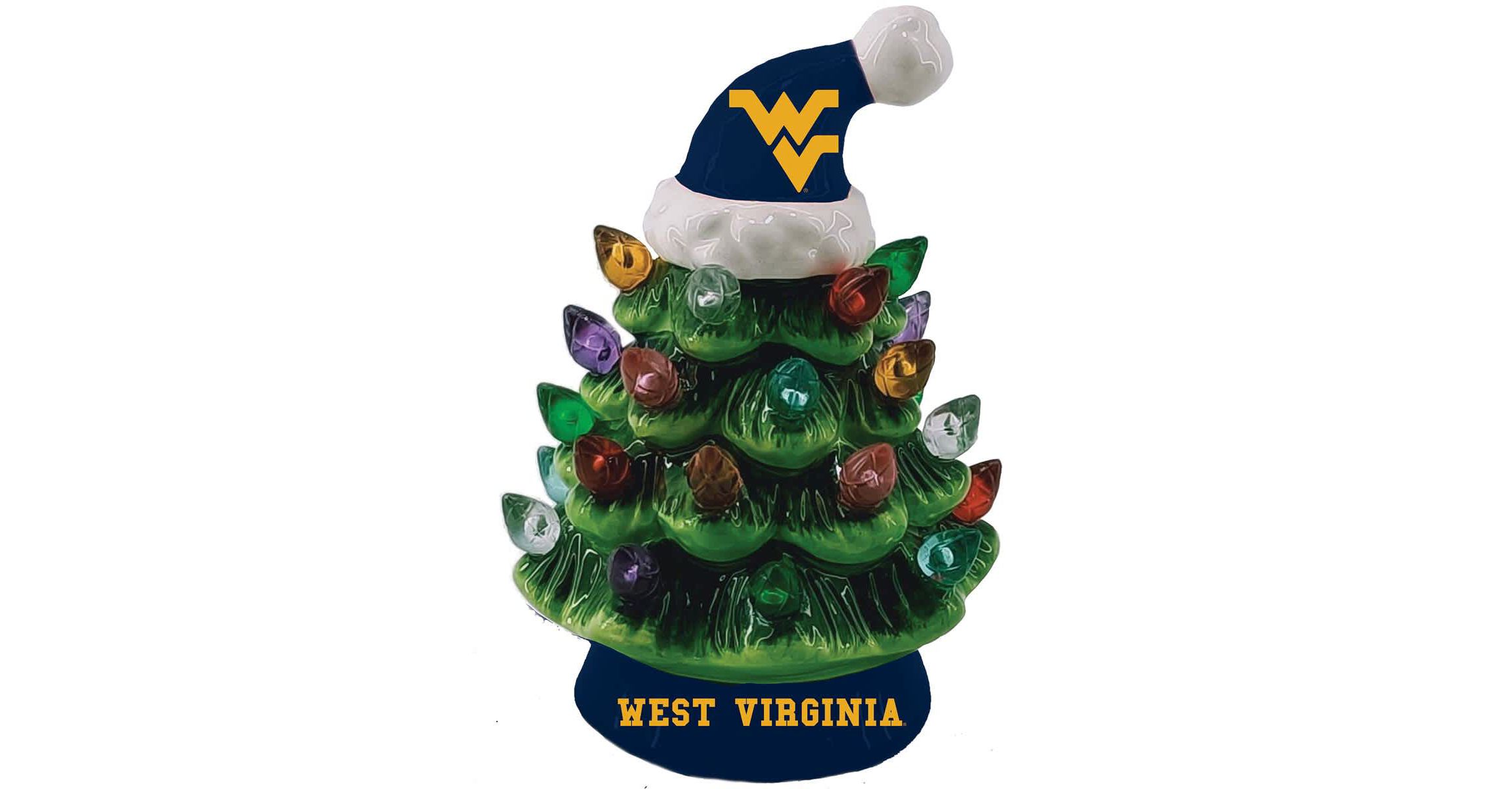 NCAA West Virginia Mountaineers 8" Light Up Ceramic LED Christmas Tree