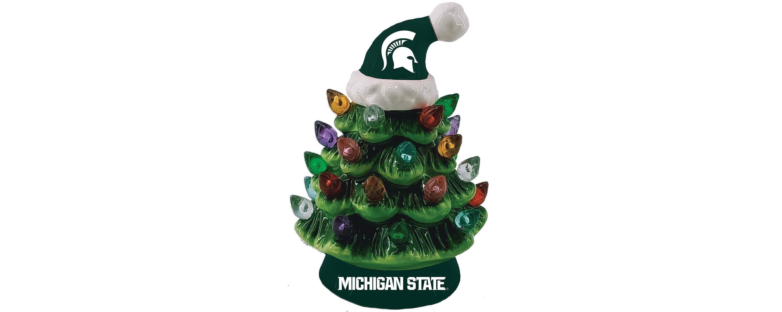 NCAA Michigan State Spartans 8" Light Up Ceramic LED Christmas Tree